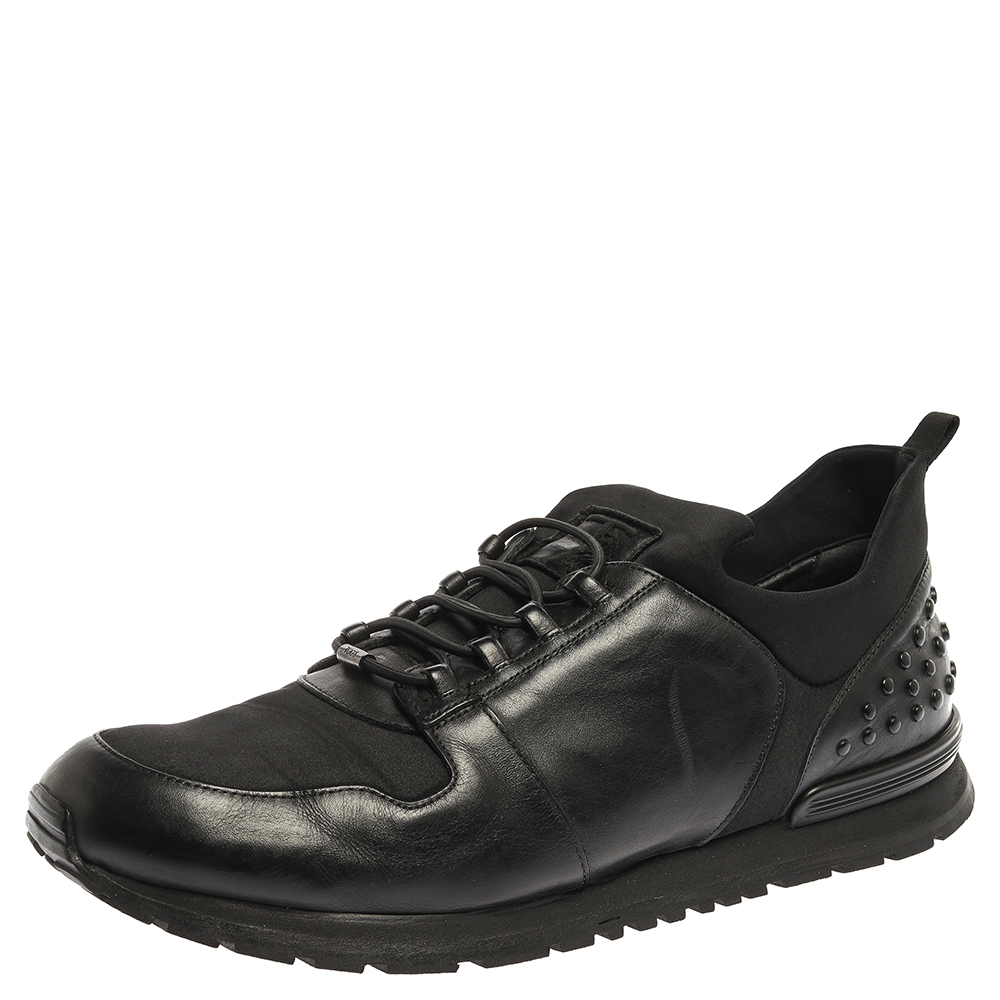 Tod's Black Leather and Nylon Lace Sneakers Size 47 Tod's Black Leather and Nylon Lace Sneakers Size 47