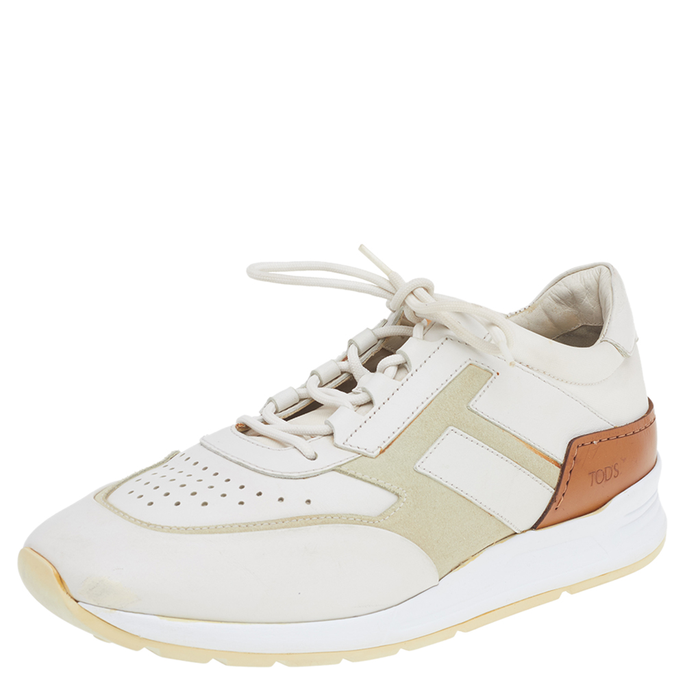luxury-men-tods-used-shoes-p514966-001.jpg Tod's Multicolor Leather And Suede Lace Up Sneakers Size 42
