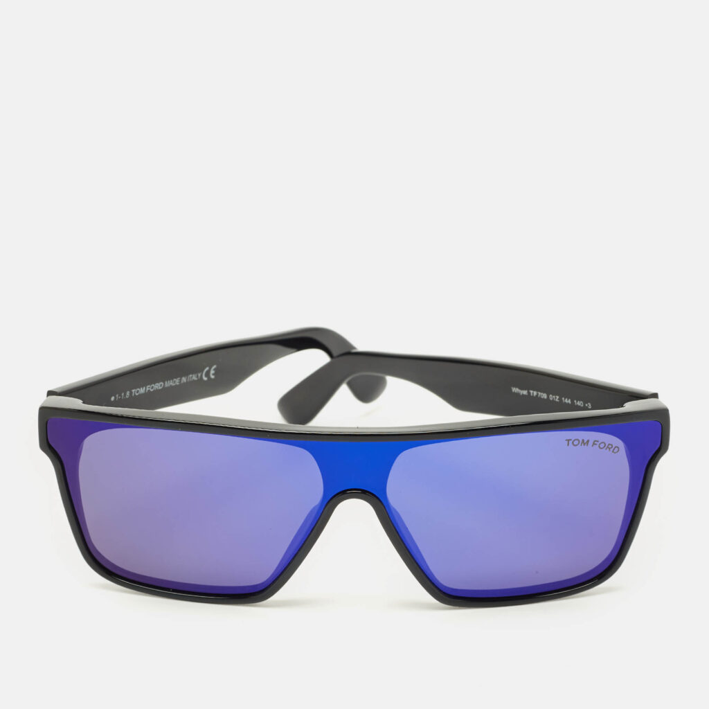 Tom Ford Black Mirrored TF709 Whyat Shield Sunglasses Tom Ford Black Mirrored TF709 Whyat Shield Sunglasses