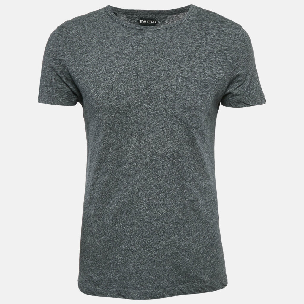 Tom Ford Dark Grey Cotton Crew Neck T-Shirt M