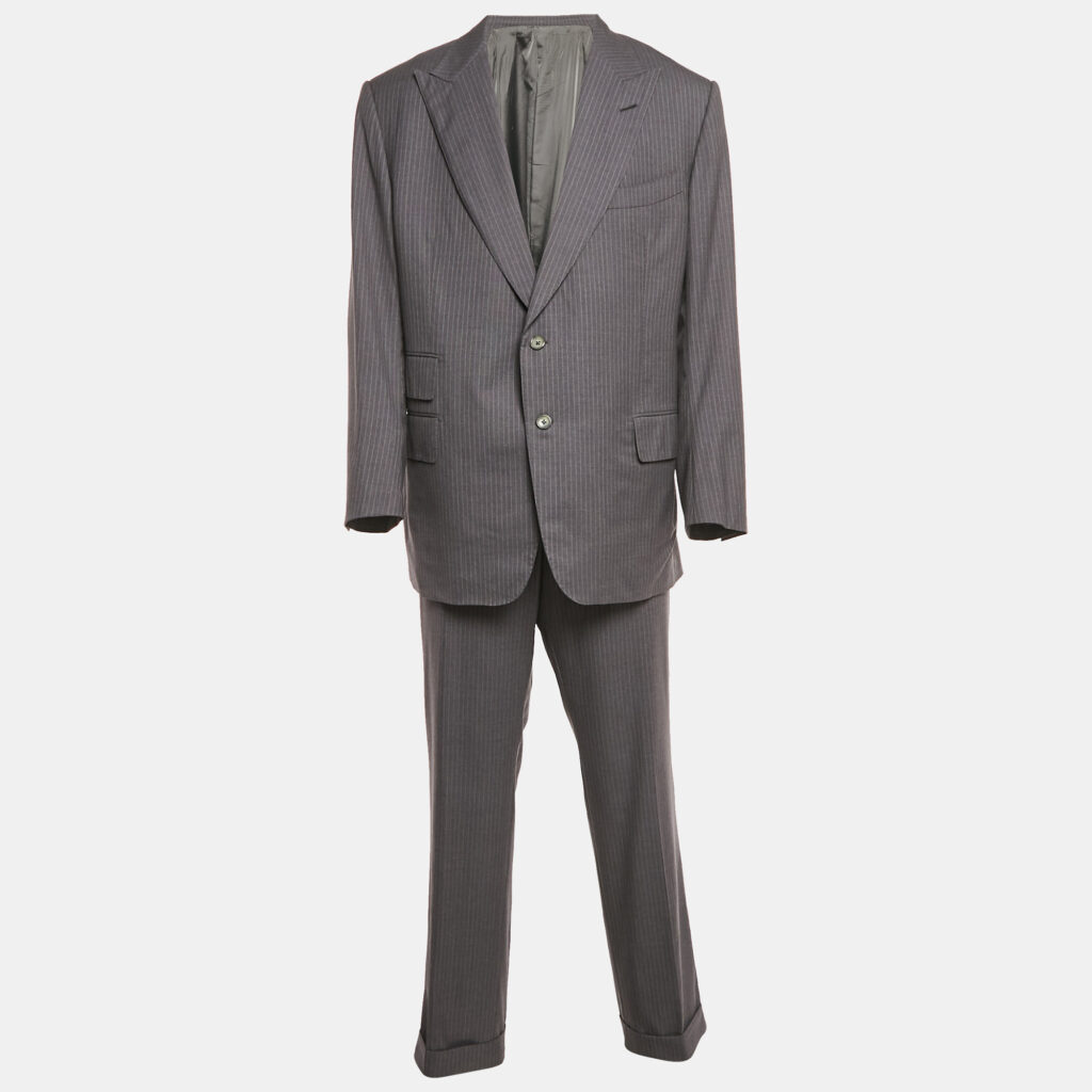 Tom Ford Grey Striped Wool Single Breasted Pants Suit Set 4XL/5XL Tom Ford Grey Striped Wool Single Breasted Pants Suit Set 4XL/5XL