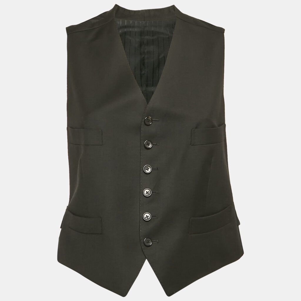 Tom Ford Black Wool Button Front Waist Coat M Tom Ford Black Wool Button Front Waist Coat M