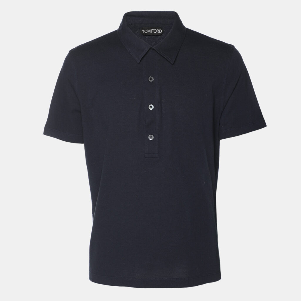 Tom Ford Navy Blue Jersey Button Polo T-Shirt XL Tom Ford Navy Blue Jersey Button Polo T-Shirt XL