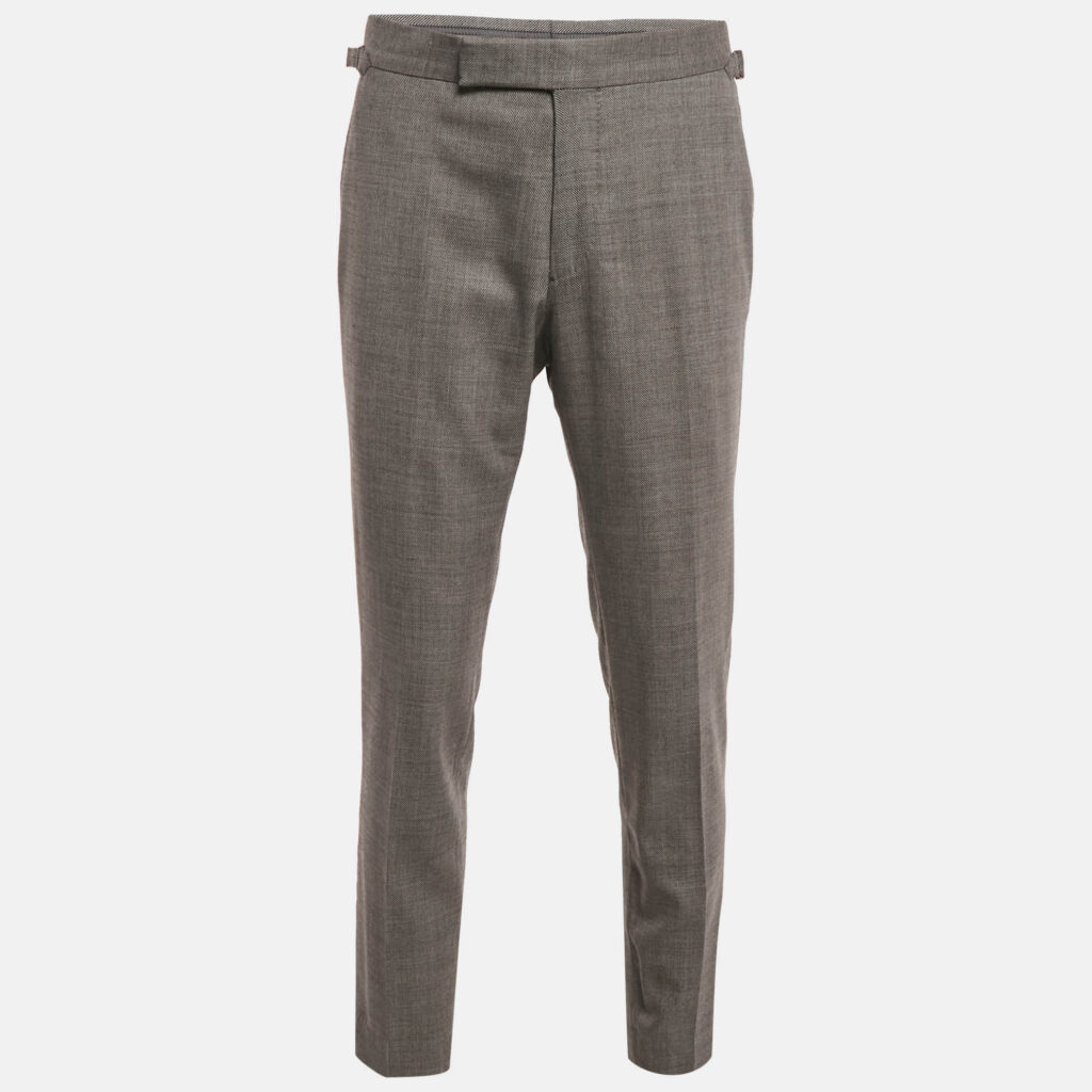 Tom Ford Grey Patterned Wool Tailored Trousers L Tom Ford Grey Patterned Wool Tailored Trousers L