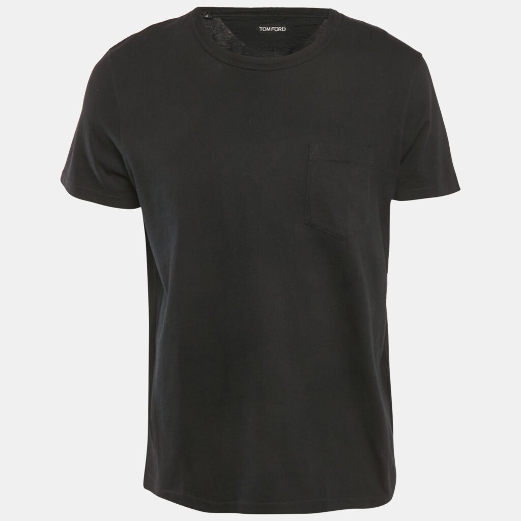 luxury-men-tom-ford-used-clothes-p1180490-007.jpg Tom Ford Black Cotton Knit Crew Neck T-Shirt XXL