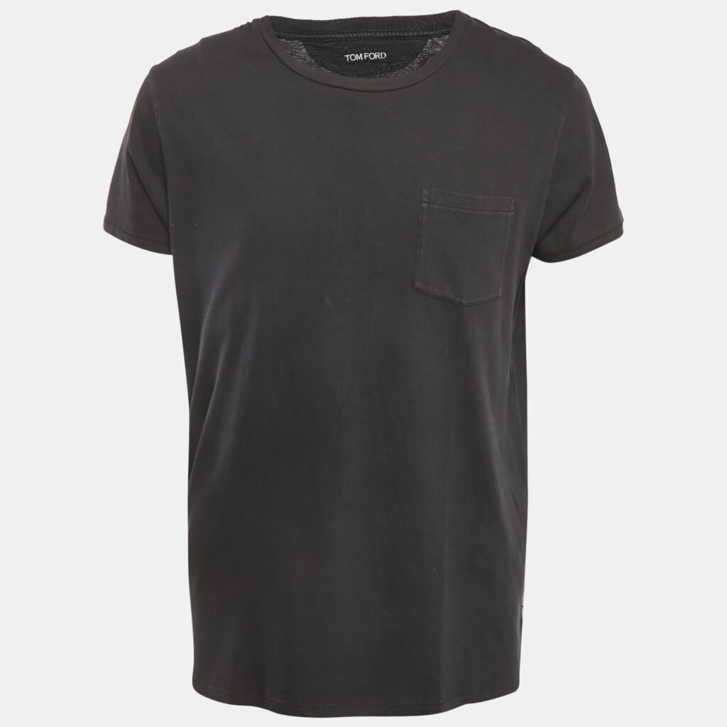 Tom Ford Black Cotton Knit Front Pocket Crew Neck T-Shirt XXL Tom Ford Black Cotton Knit Front Pocket Crew Neck T-Shirt XXL