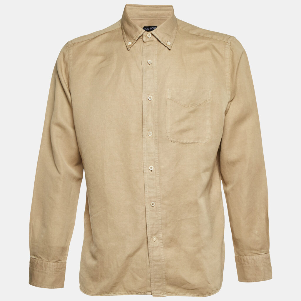 Tom Ford Beige Linen Blend Full sleeve Shirt XXL Tom Ford Beige Linen Blend Full sleeve Shirt XXL