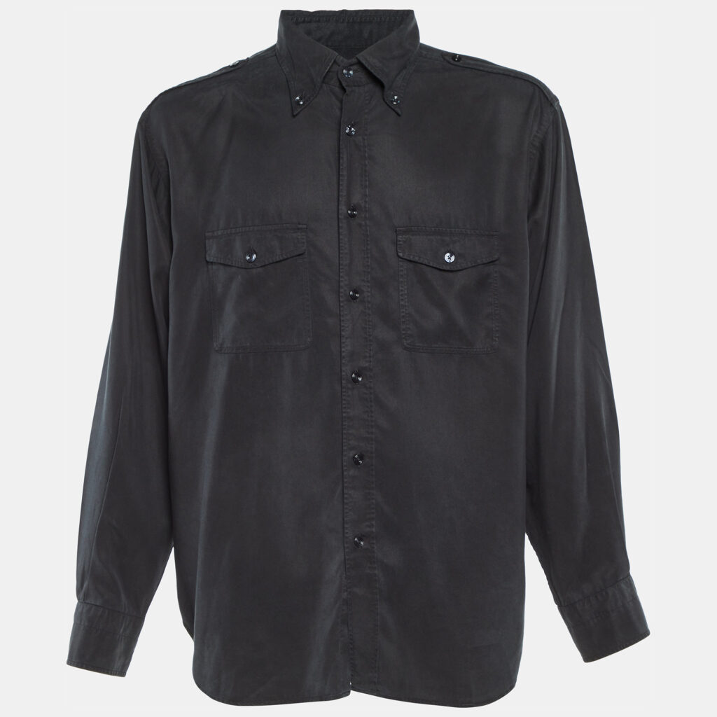 Tom Ford Black Lyocell Button Front Cargo Shirt XXXL Tom Ford Black Lyocell Button Front Cargo Shirt XXXL