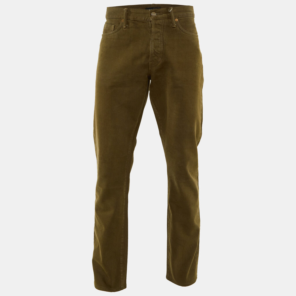 Tom Ford Khaki Green Denim Straight Leg Jeans XL Waist 36" Tom Ford Khaki Green Denim Straight Leg Jeans XL Waist 36"