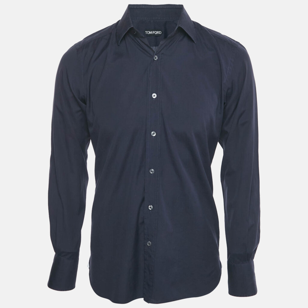 Tom Ford Navy Blue Cotton Shirt M Tom Ford Navy Blue Cotton Shirt M