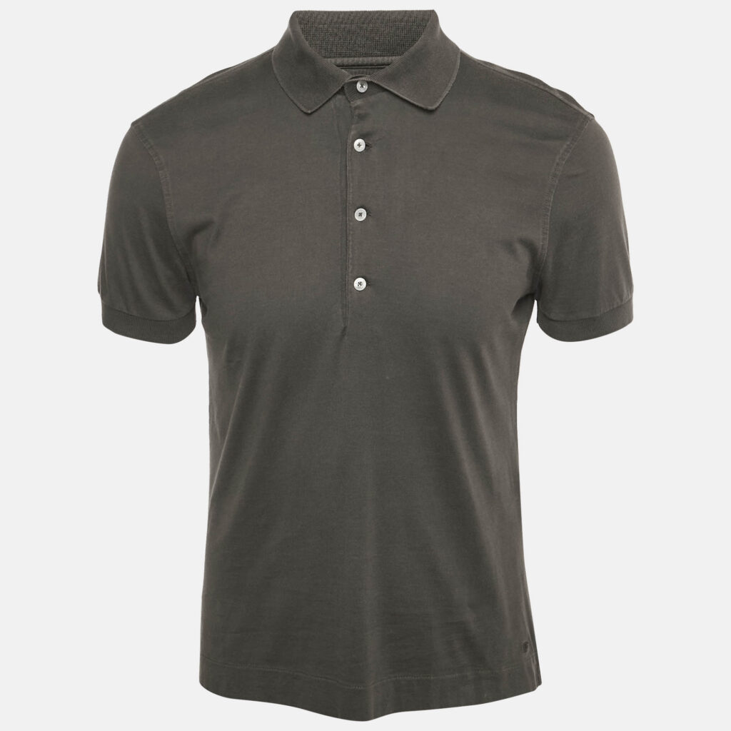 Tom Ford Grey Jersey Polo T-Shirt M Tom Ford Grey Jersey Polo T-Shirt M