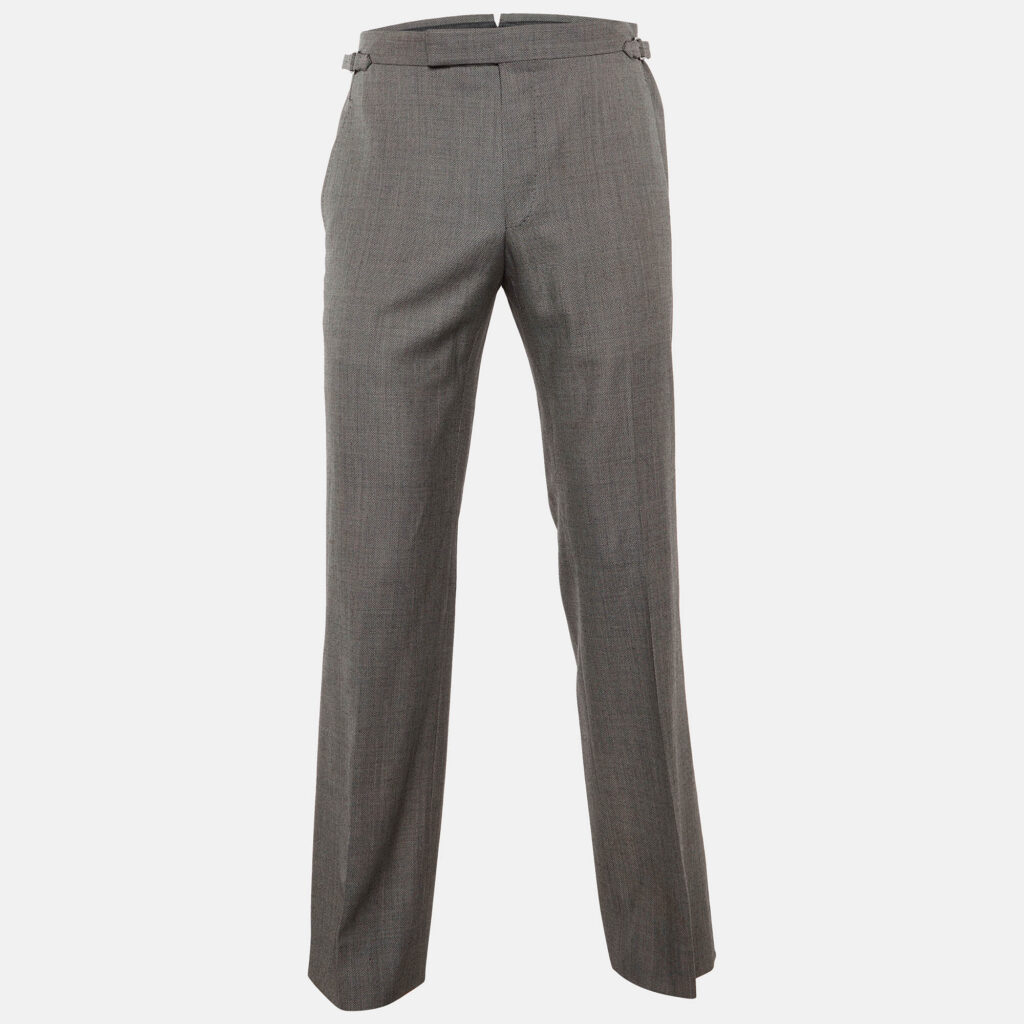 Tom Ford Grey Patterned Wool Straight Leg Pants S Tom Ford Grey Patterned Wool Straight Leg Pants S