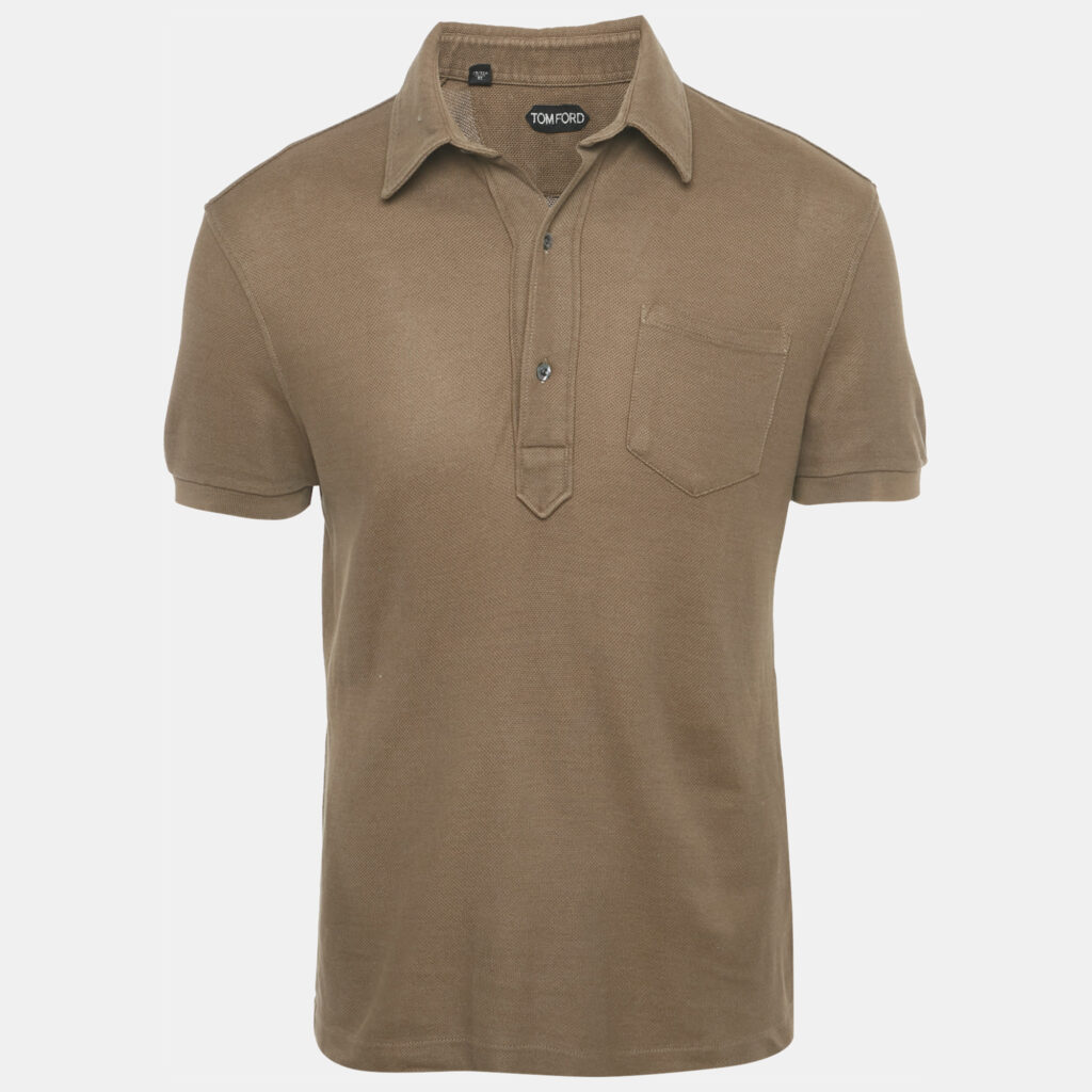 Tom Ford Brown Cotton Pique Polo T-Shirt M Tom Ford Brown Cotton Pique Polo T-Shirt M