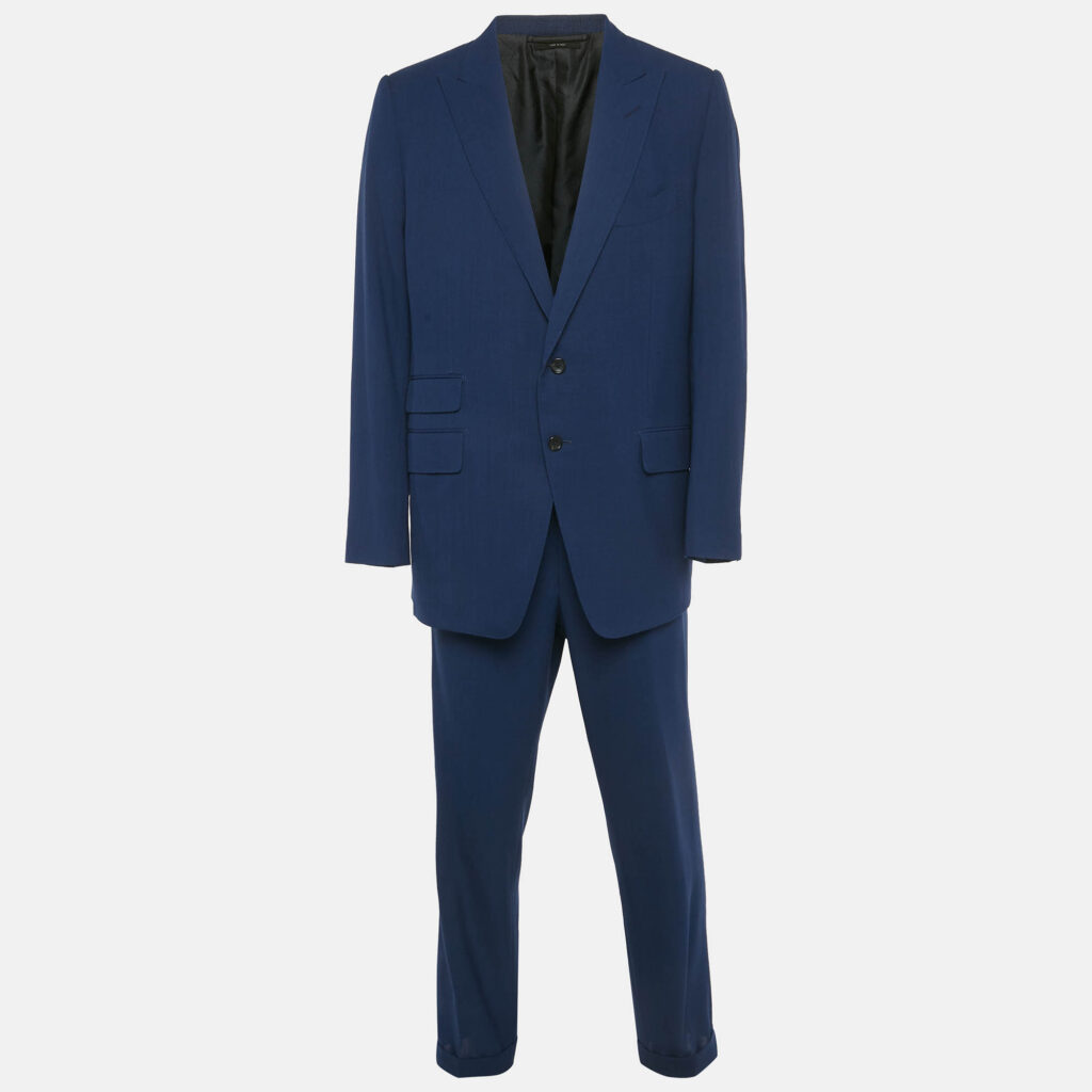 Tom Ford Royal Blue Wool Y-Fit Pants Suit 4XL