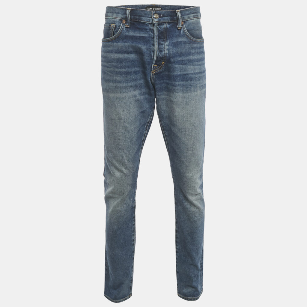 Tom Ford Blue Washed Denim Slim Fit Jeans XL Waist 39" Tom Ford Blue Washed Denim Slim Fit Jeans XL Waist 39"