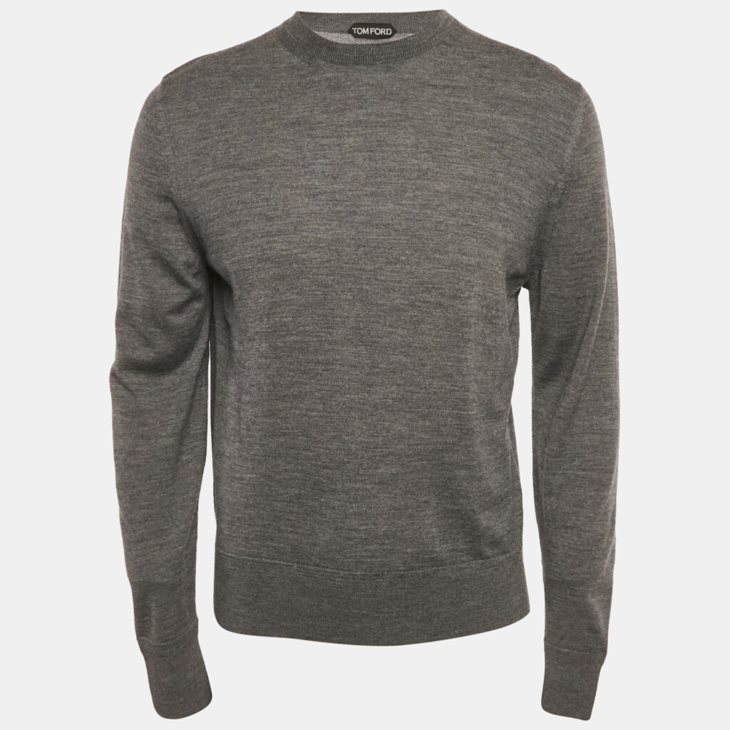 Tom Ford Grey Wool Knit Crewneck Sweater L