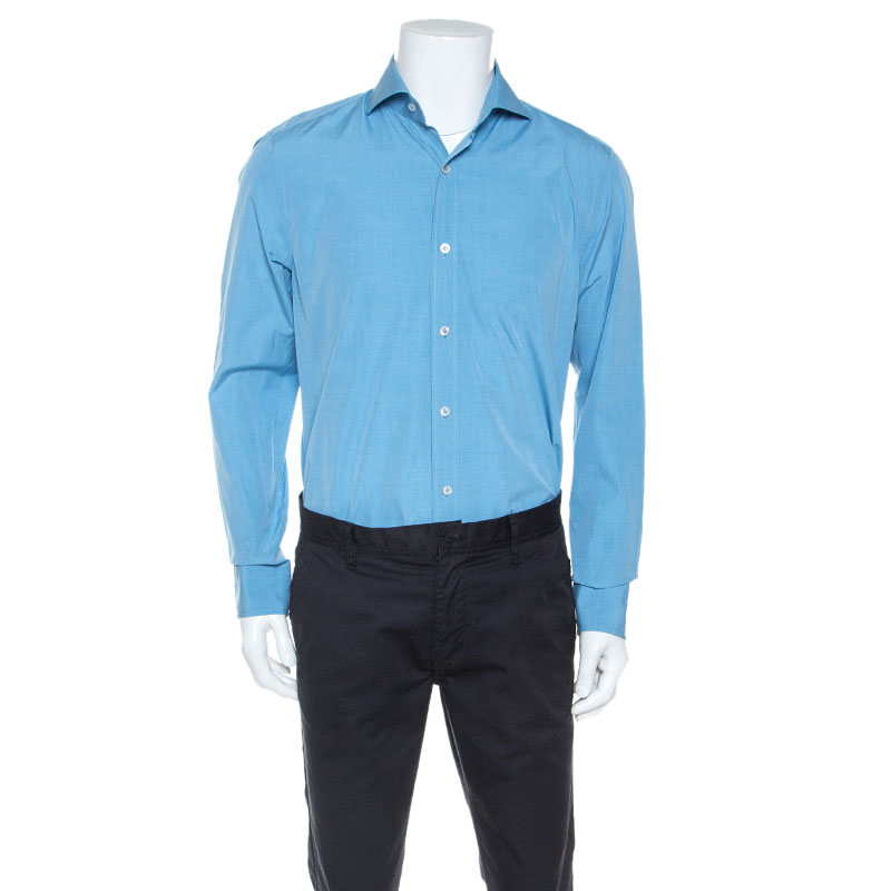Tom Ford Blue Pinpoint Cotton Classic Fit Shirt XL Tom Ford Blue Pinpoint Cotton Classic Fit Shirt XL
