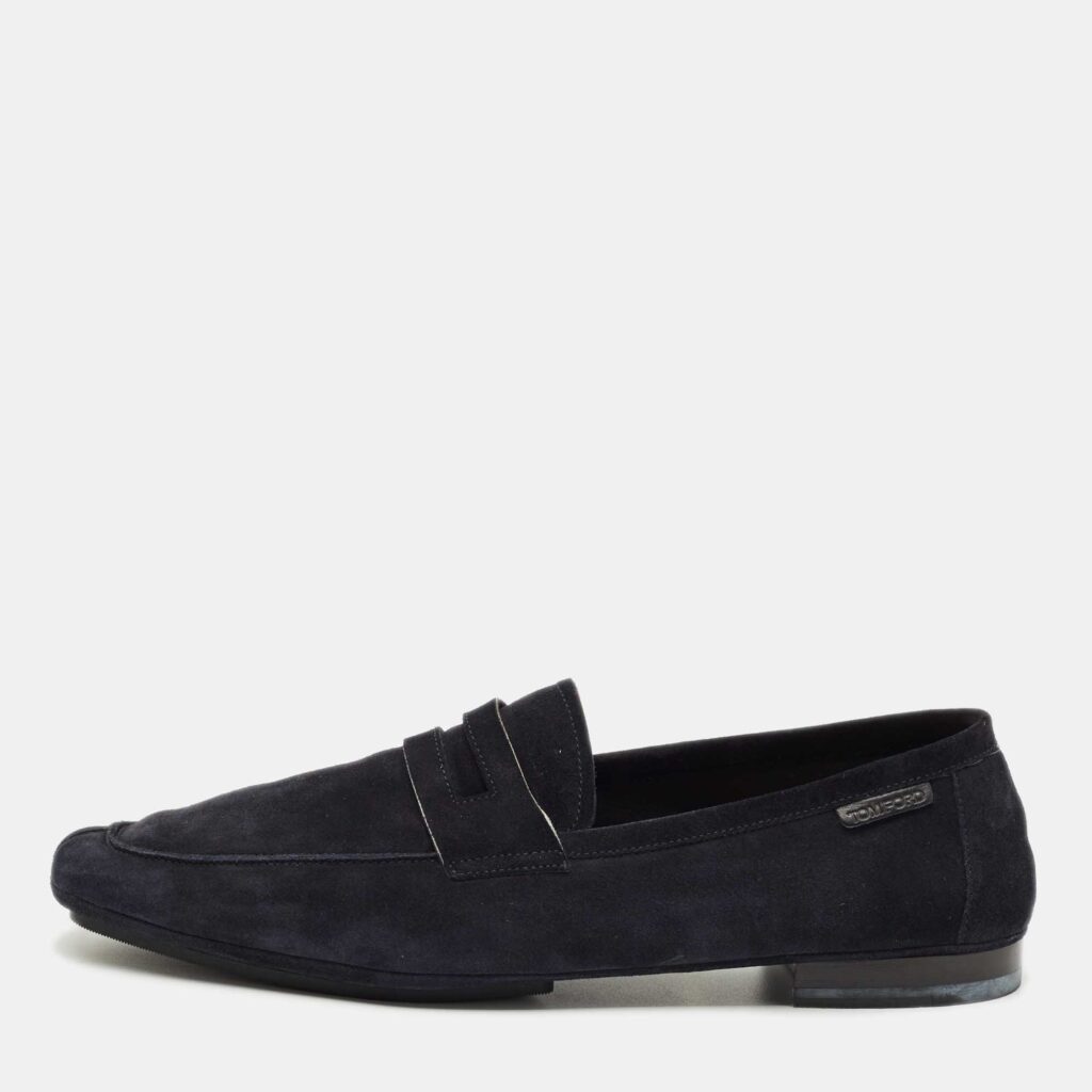 Tom Ford Navy Blue Suede Slip On Loafers Size 44 Tom Ford Navy Blue Suede Slip On Loafers Size 44