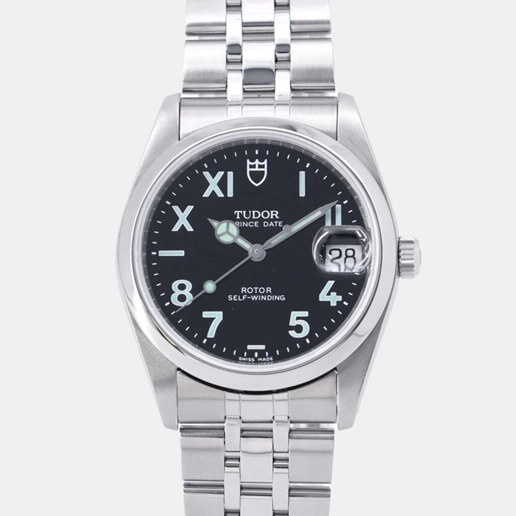 Tudor Black Steel Prince Date 74000N Men's Wristwatch 34mm Tudor Black Steel Prince Date 74000N Men's Wristwatch 34mm