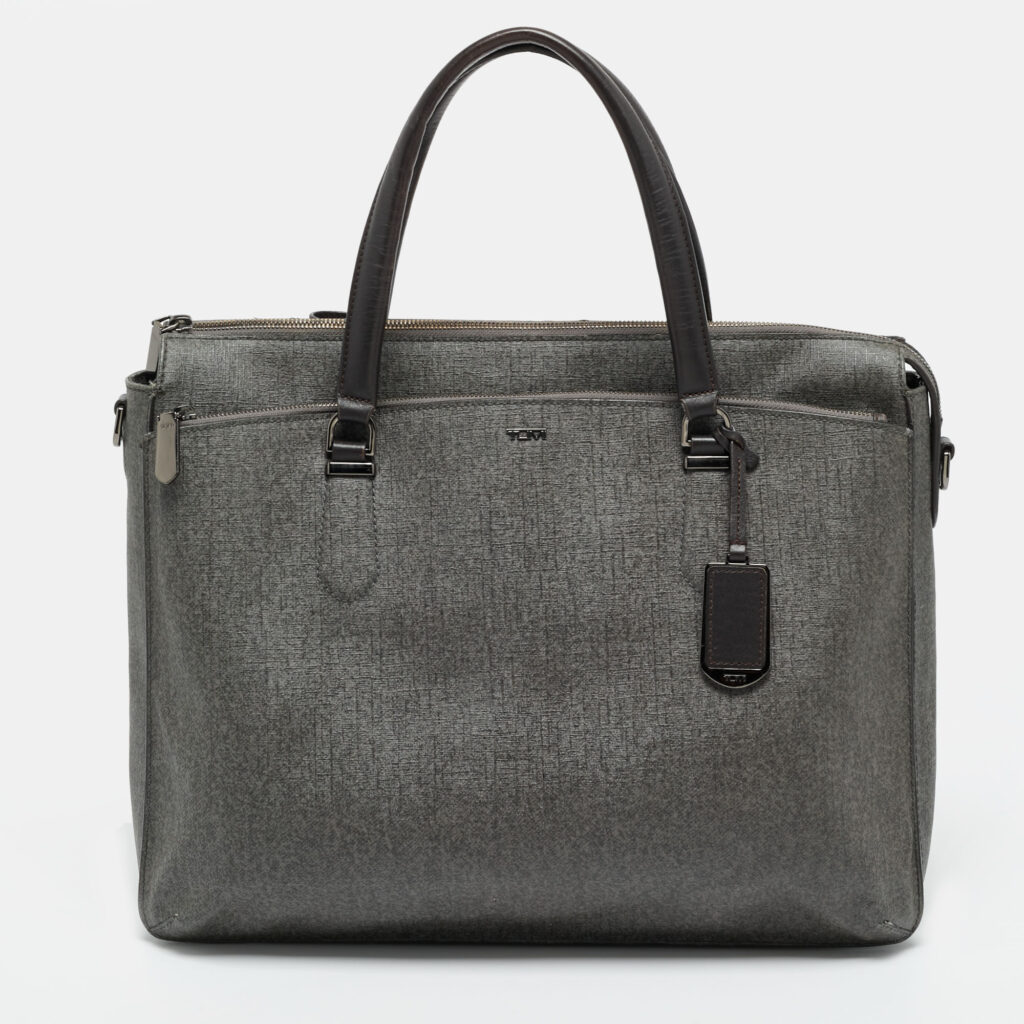 TUMI Sinclair Nia Grey Coated Canvas Commuter Briefcase TUMI Sinclair Nia Grey Coated Canvas Commuter Briefcase