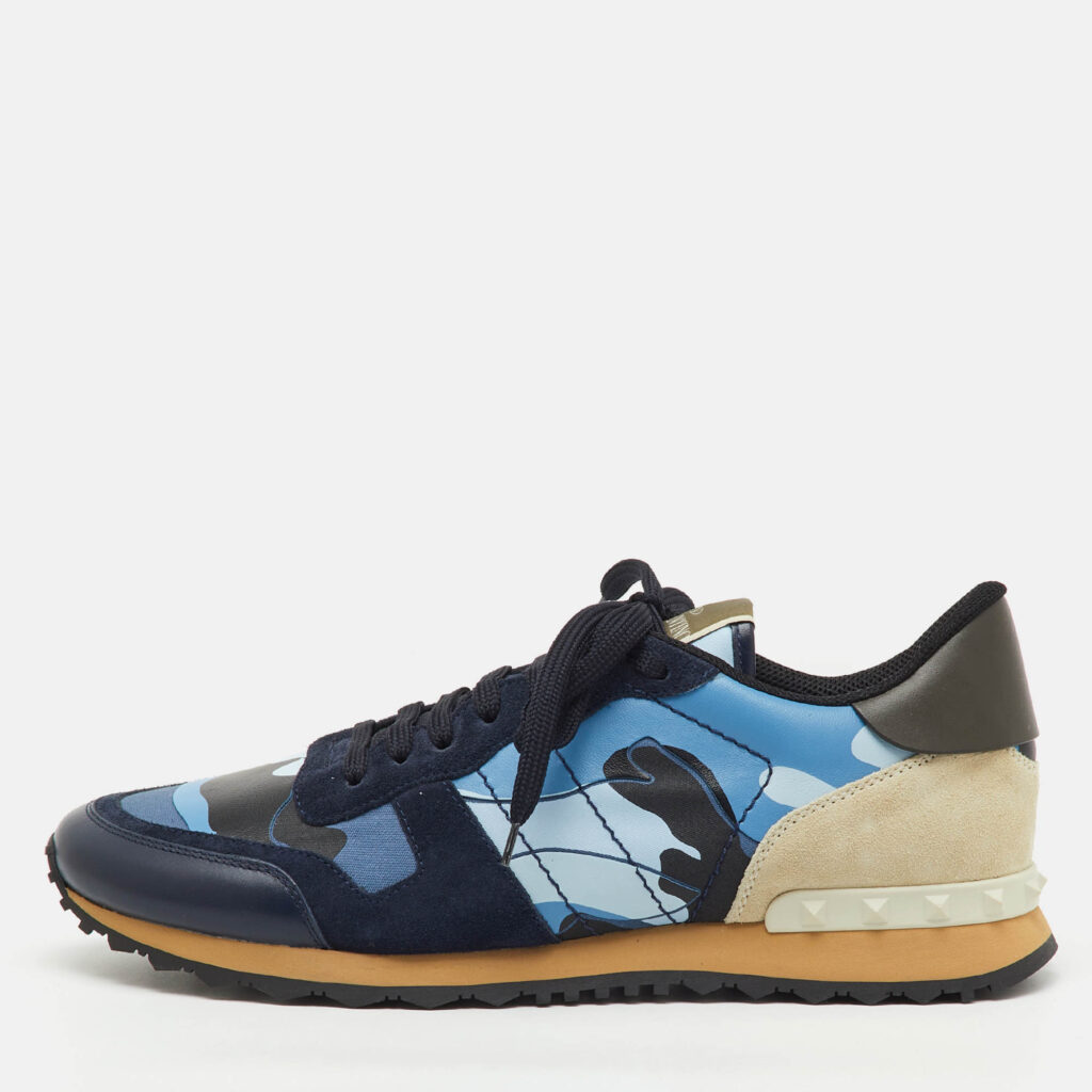 Valentino Multicolor Camouflage Suede,Canvas and Leather Rockrunner Low Top Sneakers Size 45 Valentino Multicolor Camouflage Suede,Canvas and Leather Rockrunner Low Top Sneakers Size 45