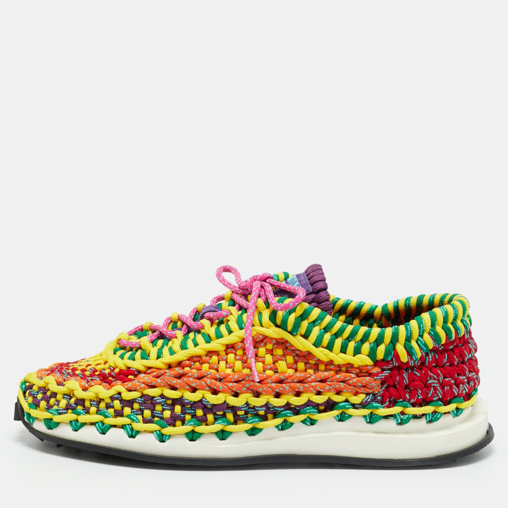 Valentino Crochet Size 45 Multicolor Woven Fabric Low Top Sneakers Valentino Crochet Size 45 Multicolor Woven Fabric Low Top Sneakers