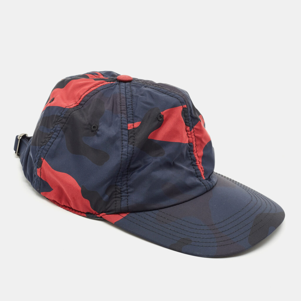 Valentino Navy Blue Camouflage Print Synthetic Baseball Hat Size 57