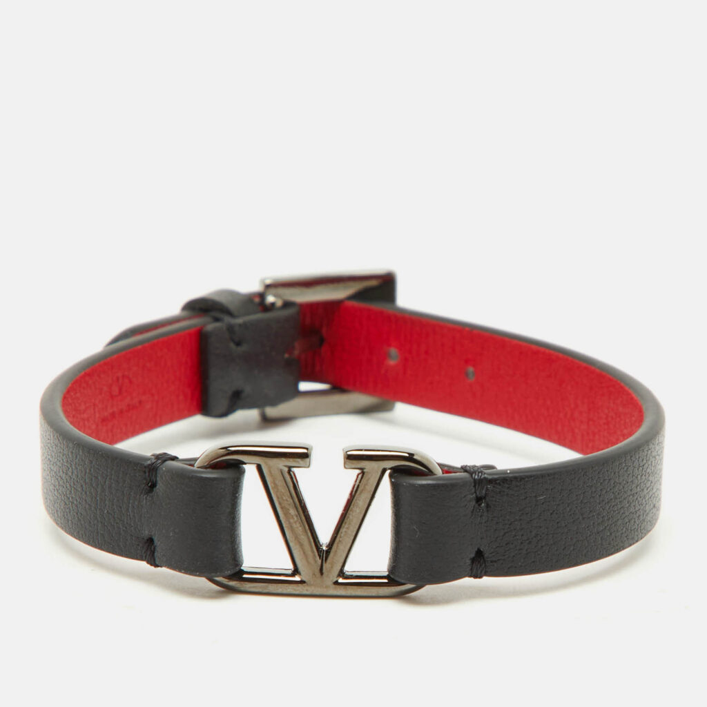 Valentino Black Leather VLogo Signature Bracelet Valentino Black Leather VLogo Signature Bracelet
