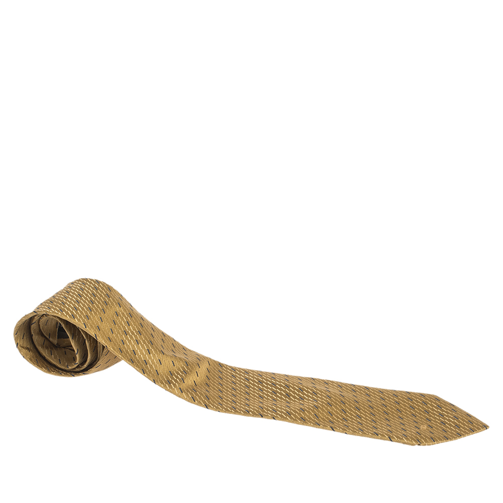 Valentino Mustard Yellow Diagonal Pattern Traditional Silk Tie Valentino Mustard Yellow Diagonal Pattern Traditional Silk Tie