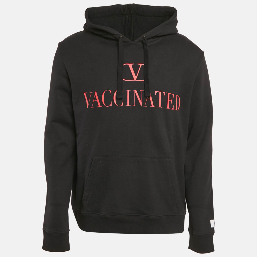 Valentino Black Printed Cotton Hooded Sweatshirt L
