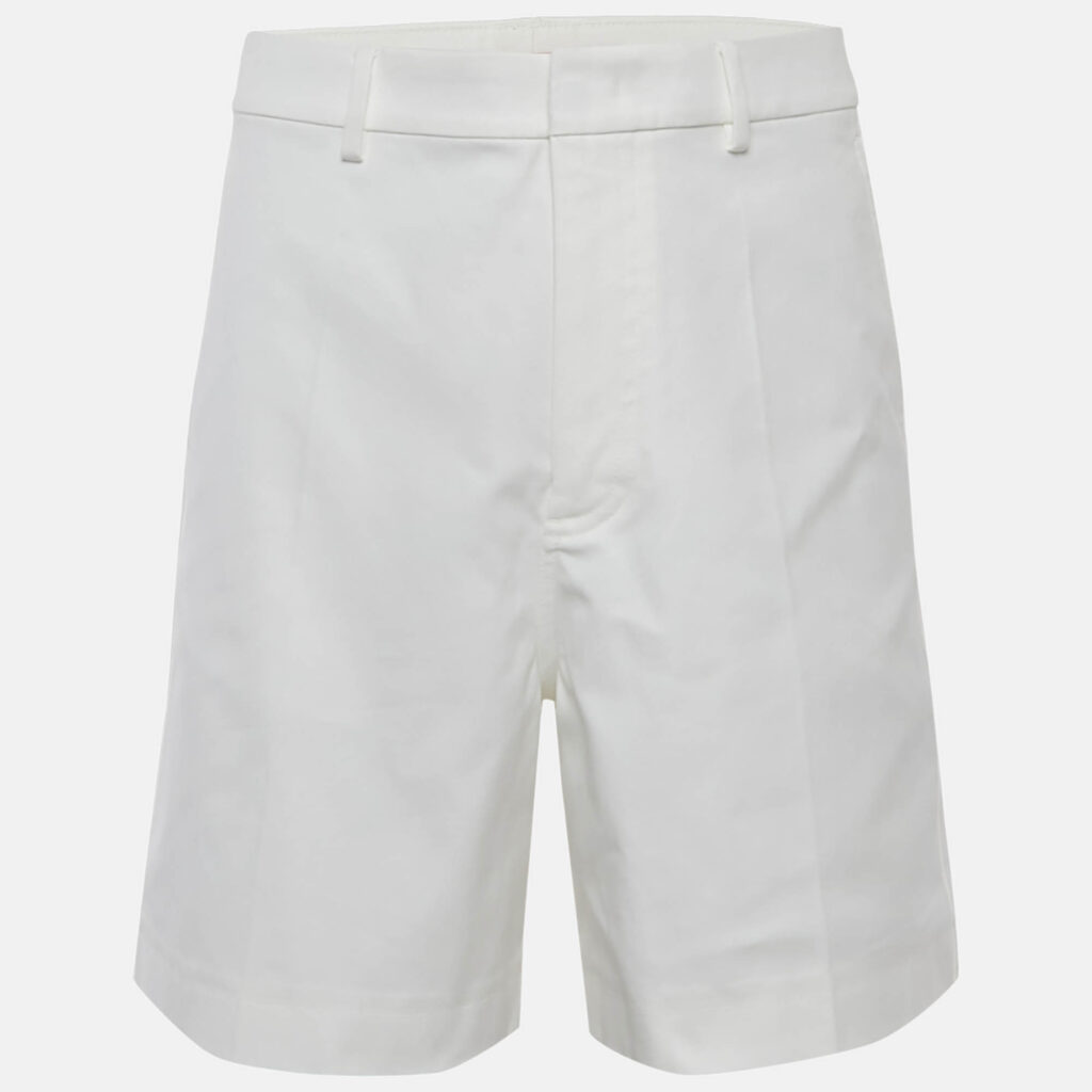 Valentino White Stretch Cotton Canvas V Detail Bermuda Shorts M Valentino White Stretch Cotton Canvas V Detail Bermuda Shorts M