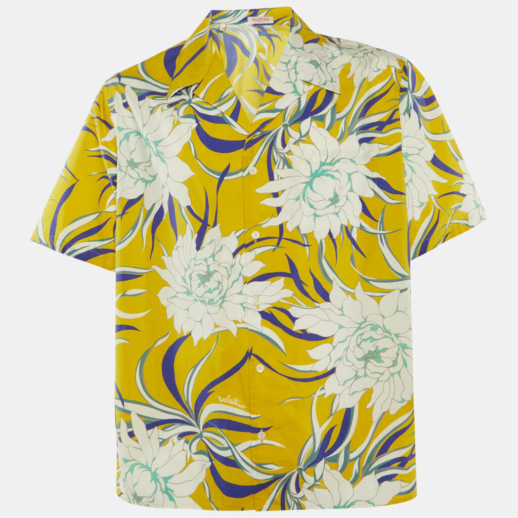 Valentino Yellow Printed Cotton Short Sleeve Shirt M Valentino Yellow Printed Cotton Short Sleeve Shirt M