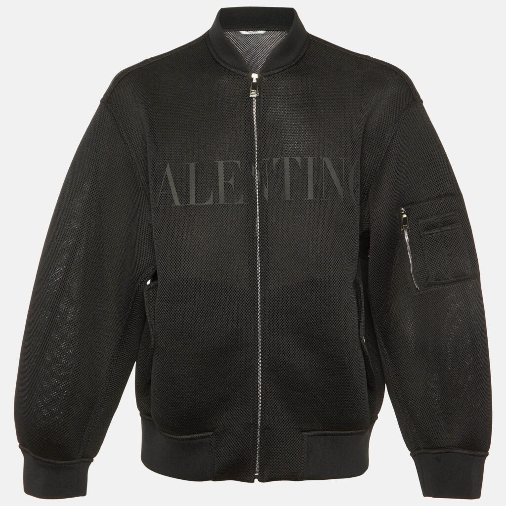Valentino Black Logo Mesh Zip-Up Jacket M Valentino Black Logo Mesh Zip-Up Jacket M