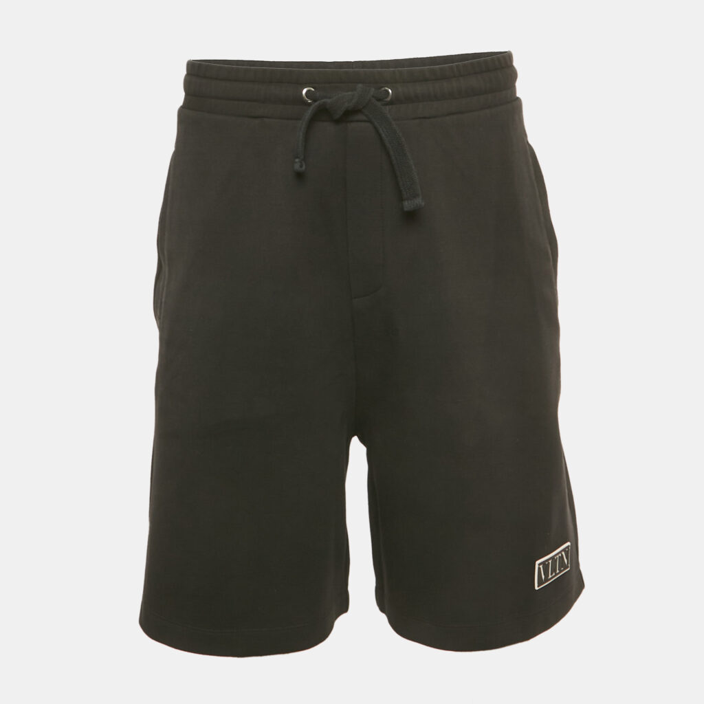 Valentino Black Logo Applique Cotton Shorts XL Valentino Black Logo Applique Cotton Shorts XL