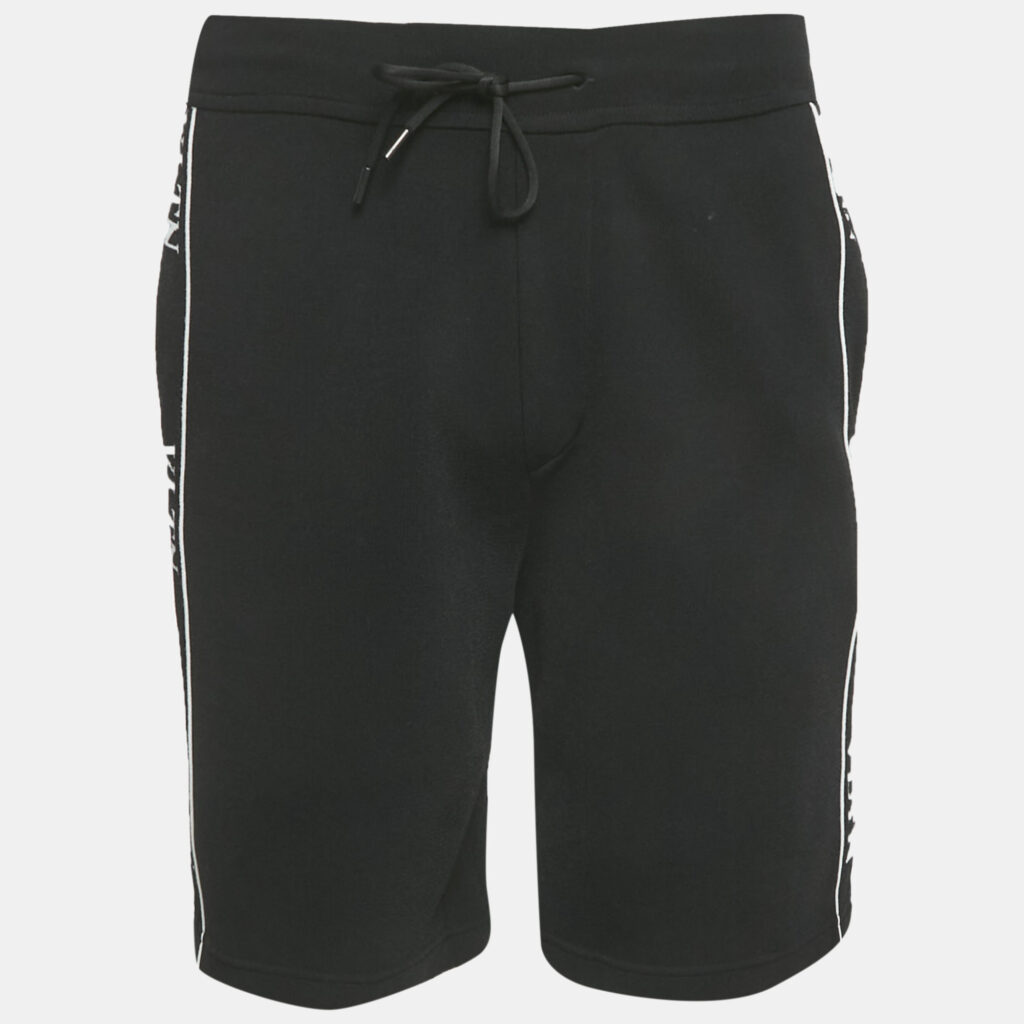 luxury-men-valentino-used-clothes-p1240465-001.jpg Valentino Black Logo Intarsia Knit Drawstring Shorts S