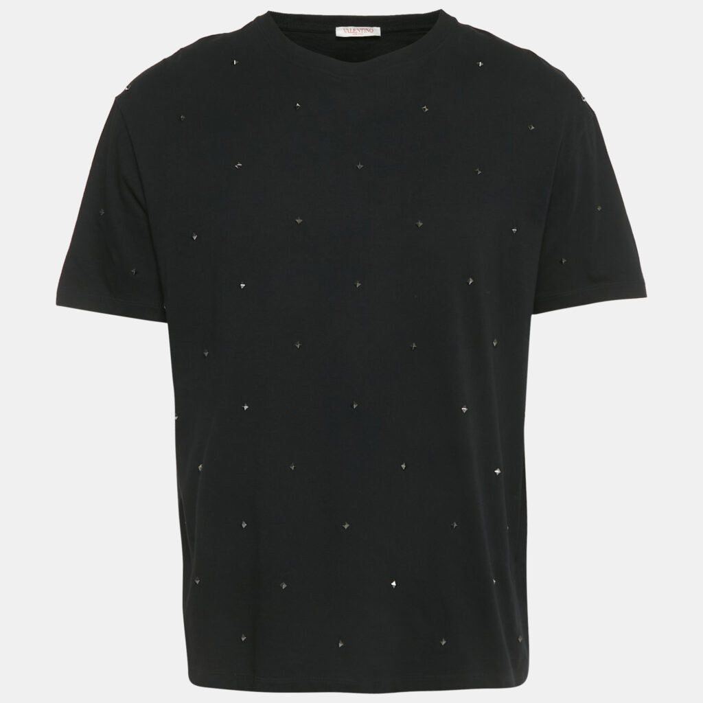 Valentino Black Rockstud Jersey Short Sleeve T-Shirt XL
