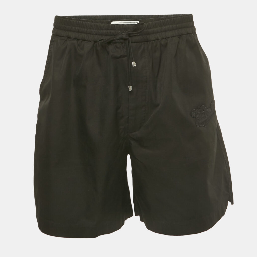 Valentino Black Logo Embroidered Cotton Shorts L Valentino Black Logo Embroidered Cotton Shorts L