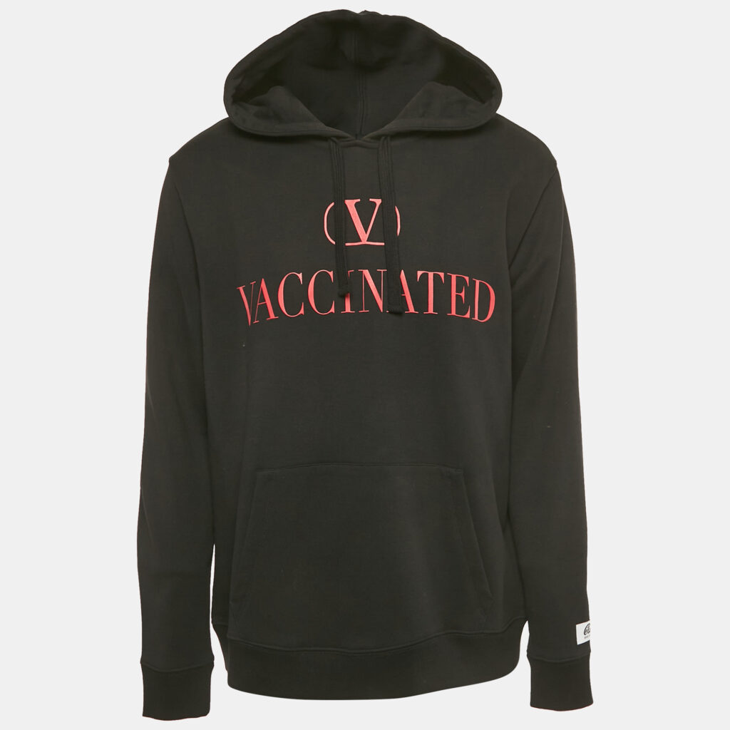 Valentino Black Logo Print Cotton Hooded Sweatshirt XL Valentino Black Logo Print Cotton Hooded Sweatshirt XL