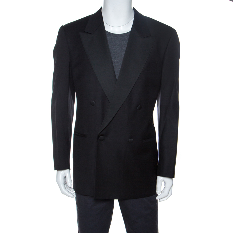 Valentino Uomo Black Wool Double Breasted Blazer XL Valentino Uomo Black Wool Double Breasted Blazer XL