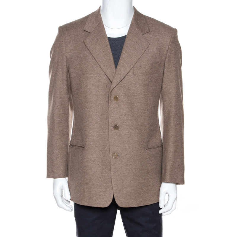 Valentino Brown Wool Three Buttoned Blazer XXL Valentino Brown Wool Three Buttoned Blazer XXL
