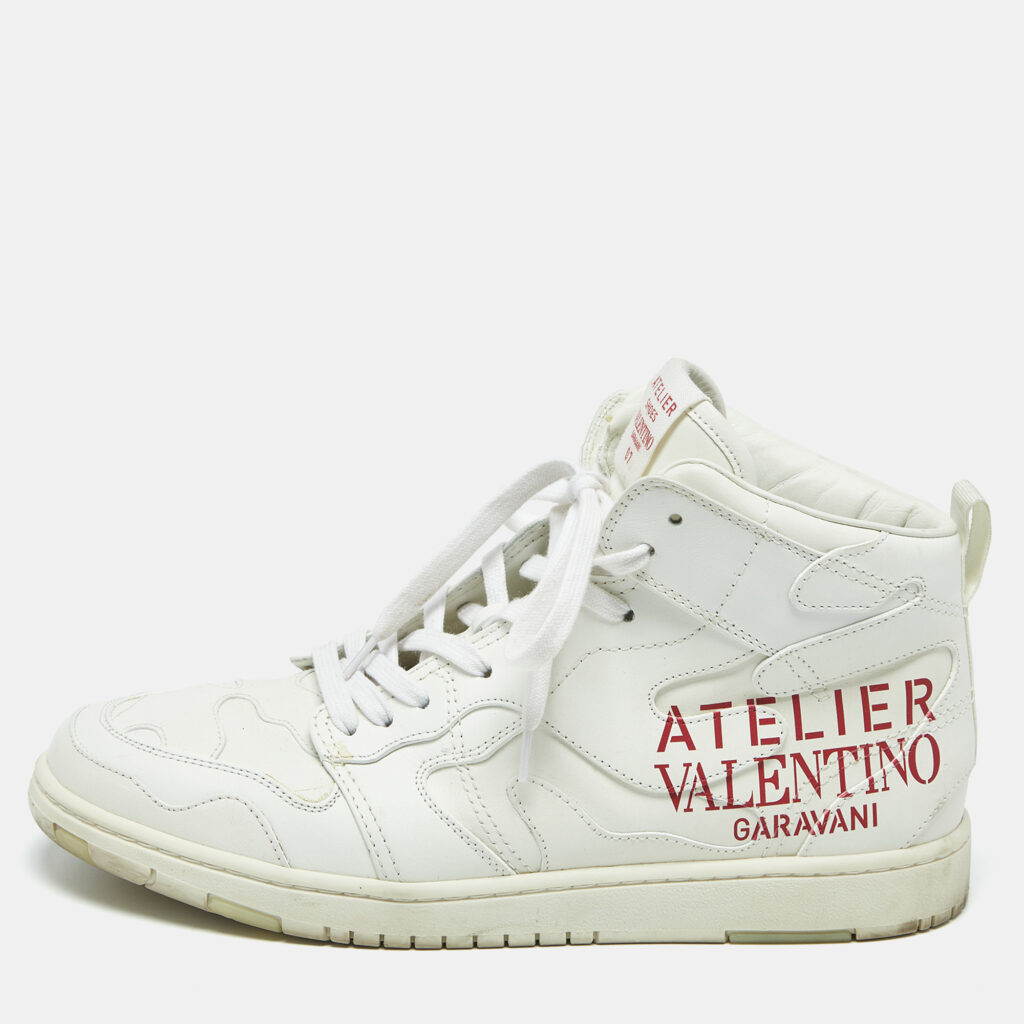 Valentino White Leather Atelier High Top Sneakers Size 43 Valentino White Leather Atelier High Top Sneakers Size 43