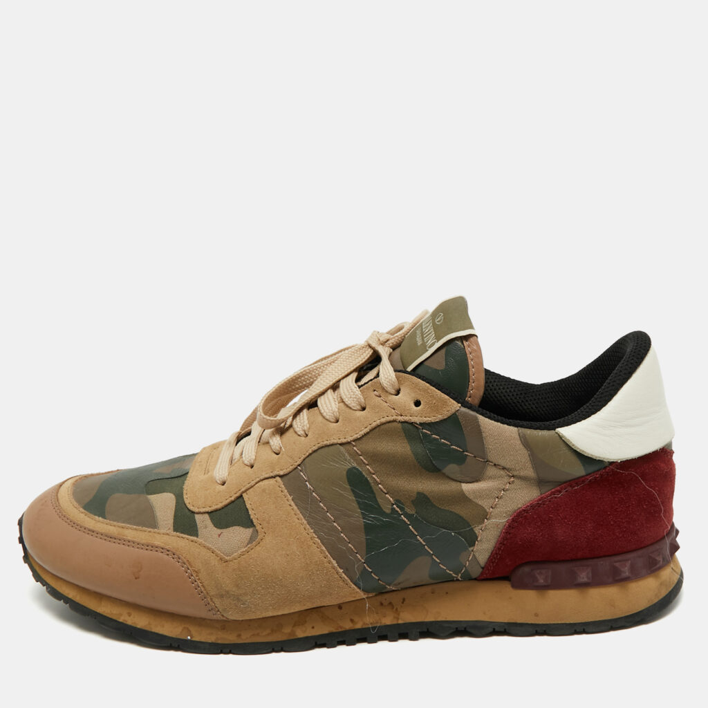 Valentino Multicolor Camouflage Leather and Suede Rockrunner Lace Up Sneakers Size 45 Valentino Multicolor Camouflage Leather and Suede Rockrunner Lace Up Sneakers Size 45