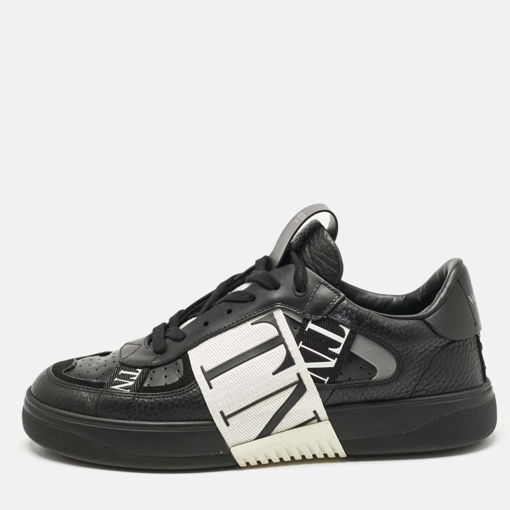 Valentino Black Leather, Canvas and Suede VL7N Low Top Sneakers Size 40