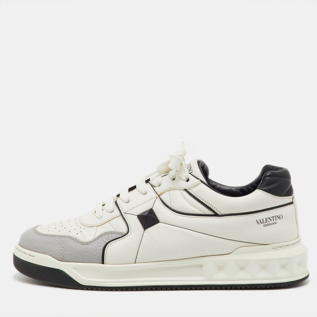 Valentino Tri Color Leather One Stud Low Top Sneakers Size 44