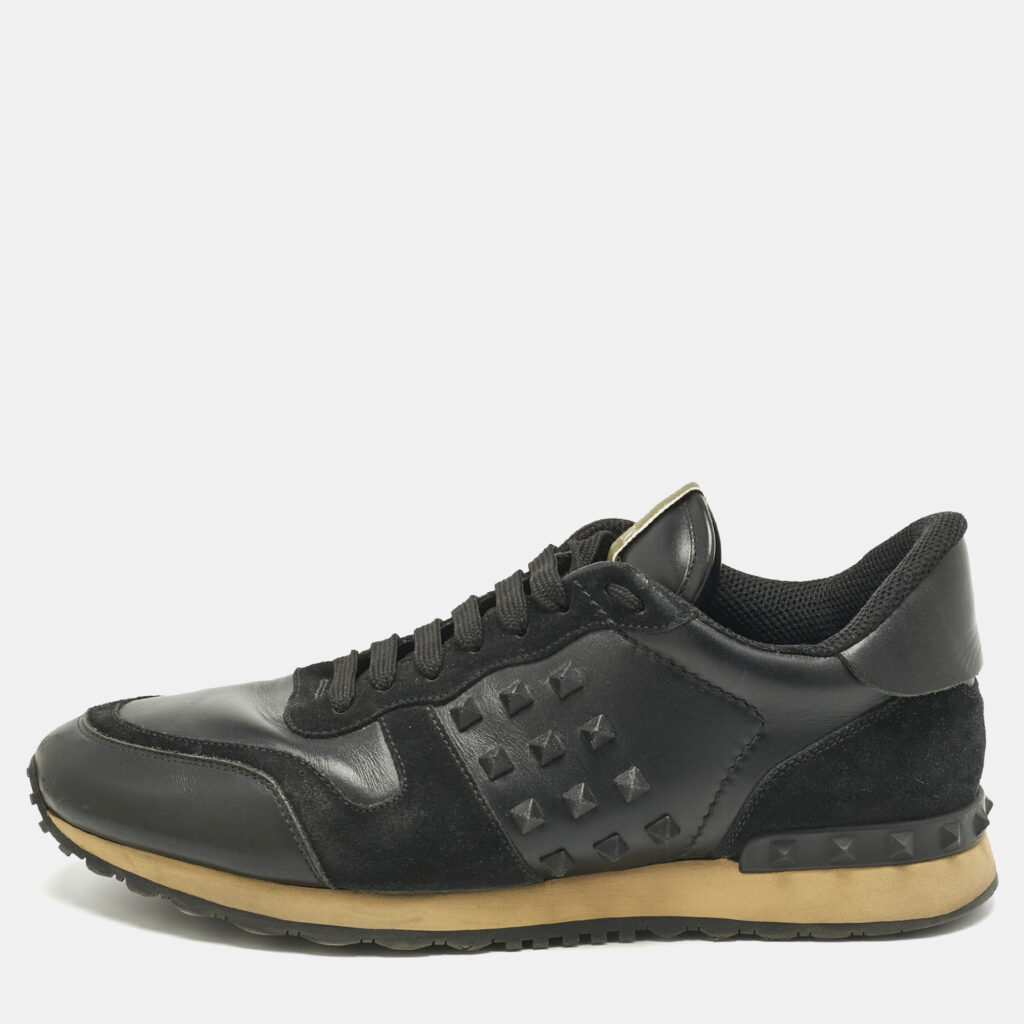 Valentino Black Leather and Suede Rockrunner Lace Up Sneakers Size 42 Valentino Black Leather and Suede Rockrunner Lace Up Sneakers Size 42
