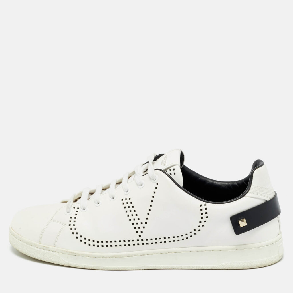 Valentino White Leather Backnet Lace Up Sneakers Size 46 Valentino White Leather Backnet Lace Up Sneakers Size 46