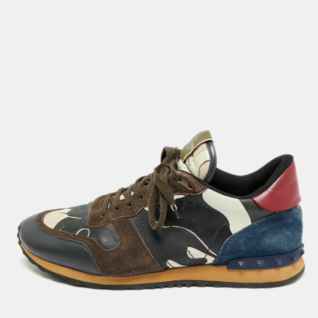 Valentino Multicolor Suede and Leather Rockrunner Lace Up Sneakers Size 44 Valentino Multicolor Suede and Leather Rockrunner Lace Up Sneakers Size 44