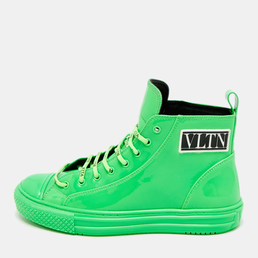 Valentino Giggies Neon Green Patent Leather High Top Sneakers Size 41 Valentino Giggies Neon Green Patent Leather High Top Sneakers Size 41