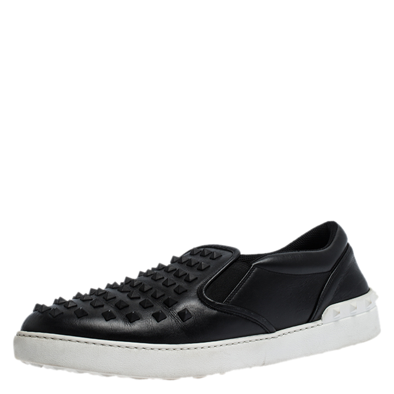 Valentino Black Studded Leather Slip On Sneakers Size 45 Valentino Black Studded Leather Slip On Sneakers Size 45