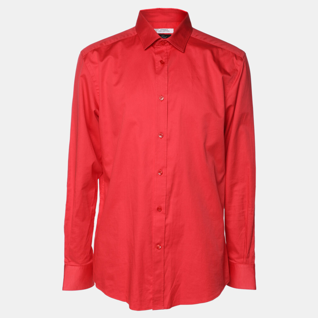 luxury-men-versace-collection-used-clothes-p1124067-001-1.jpg Versace Collection Red Cotton Button Front Shirt XL